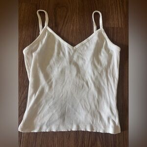 Women's Ribbed V-Neck Cream Cami Tank Top